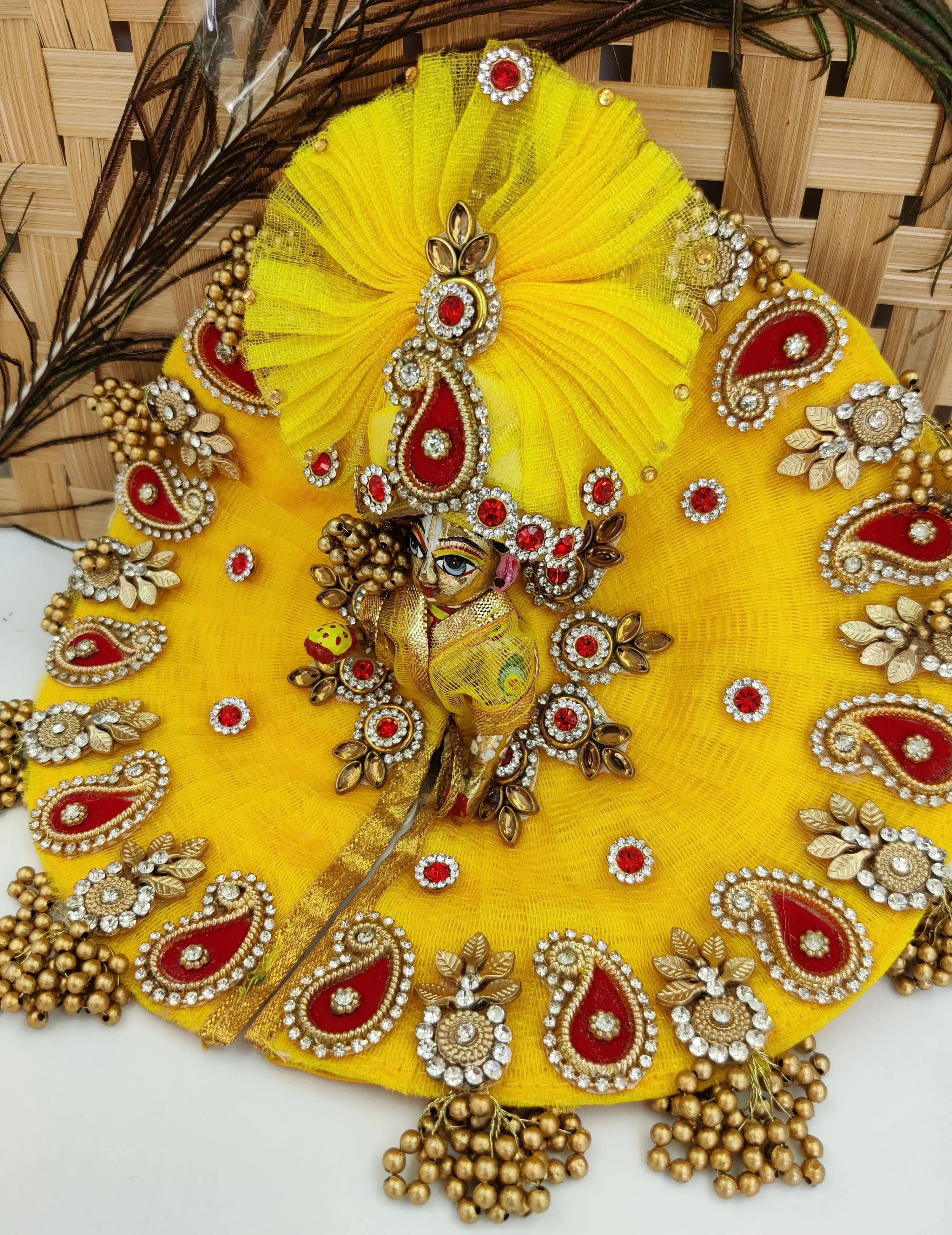 yellow laddu gopal dress with pagdi