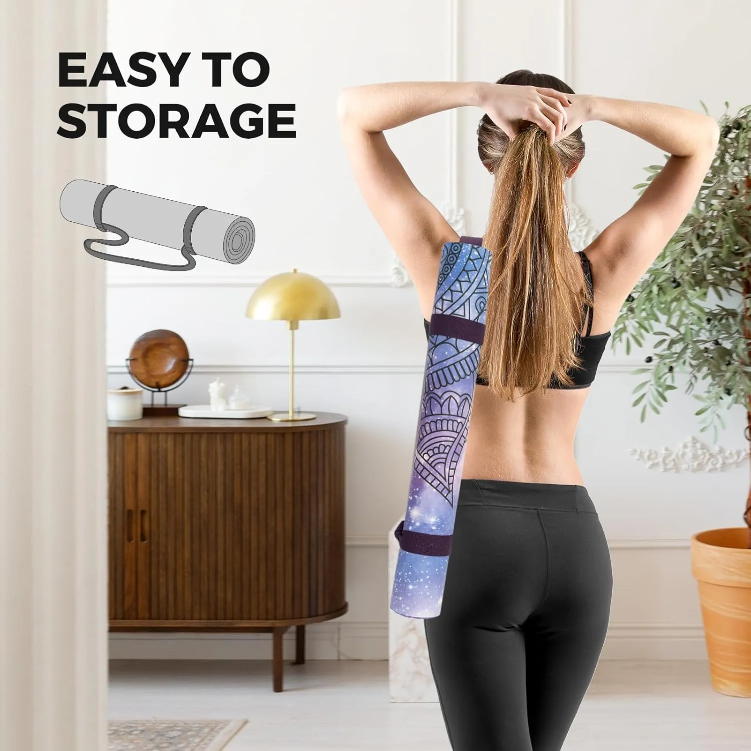 Yoga Mat Non-Slip, Exercise Suede Mat with Carrying Bag for Home Yoga