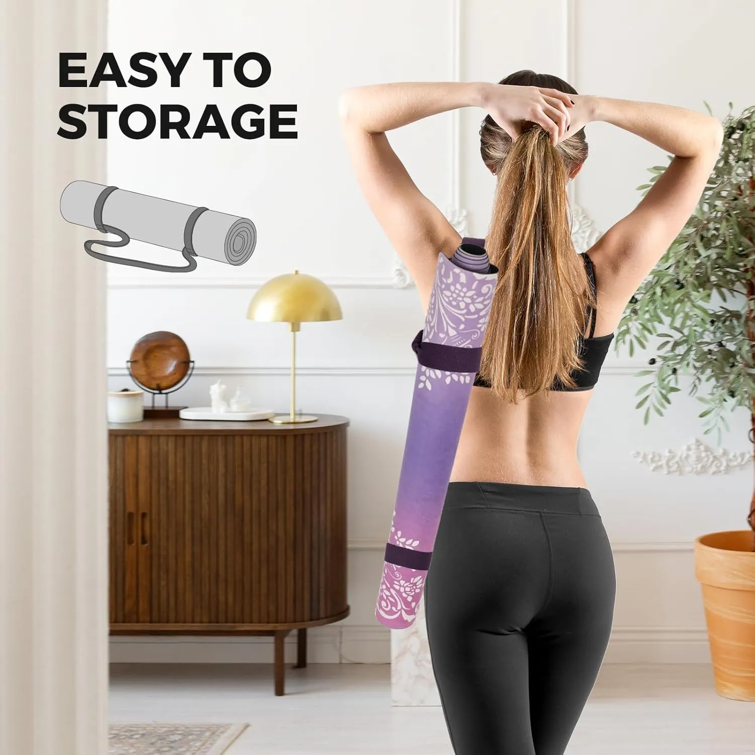 Yoga Mat Non-Slip, Exercise Suede Mat with Carrying Bag for Home Yoga