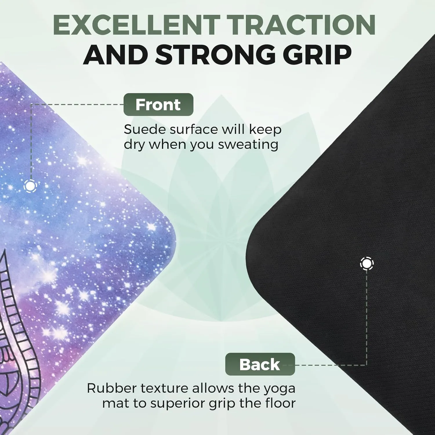 Yoga Mat Non-Slip, Exercise Suede Mat with Carrying Bag for Home Yoga