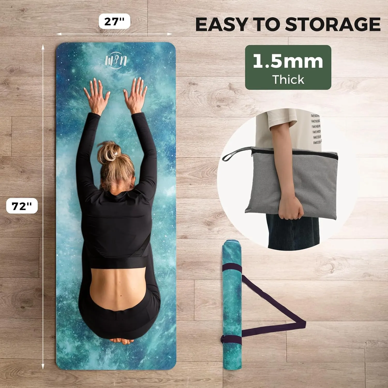 Yoga Mat Non-Slip, Exercise Suede Mat with Carrying Bag for Home Yoga
