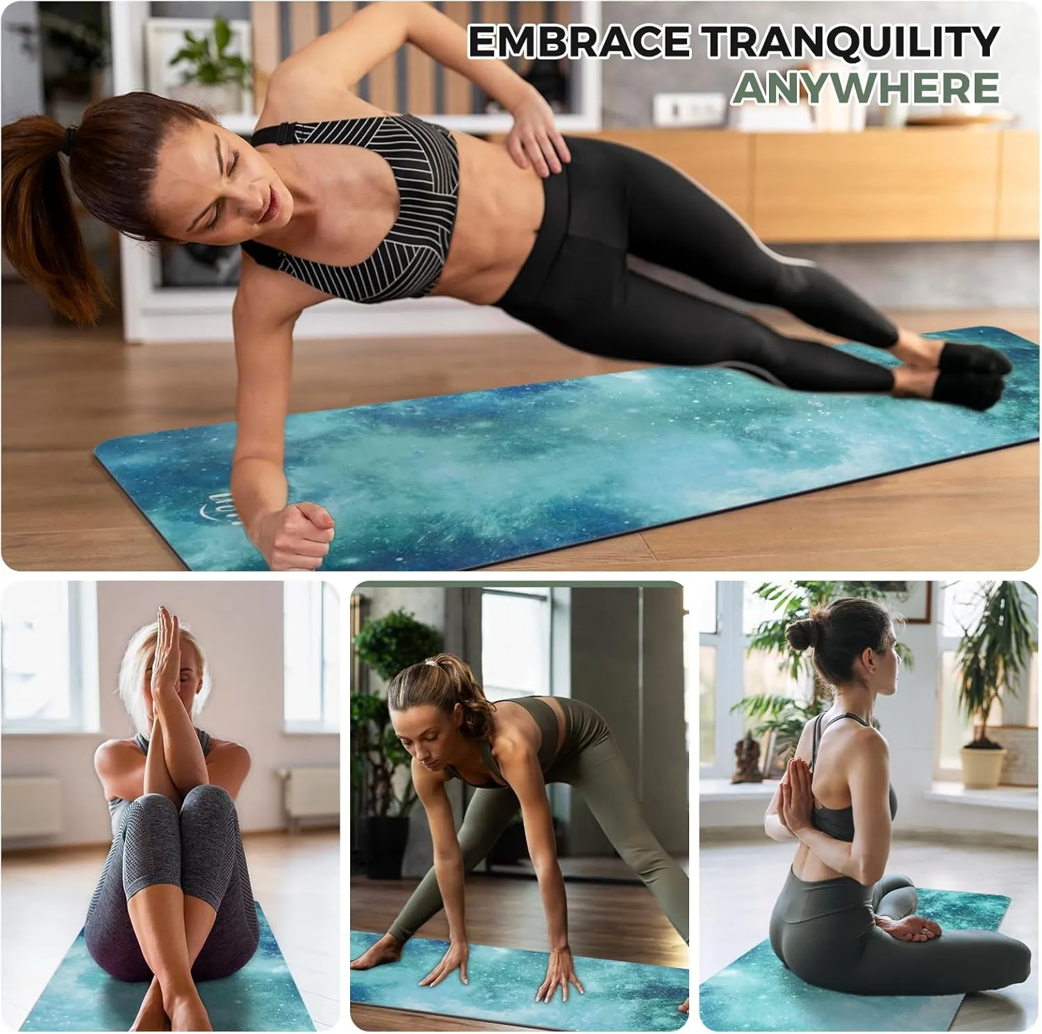 Yoga Mat Non-Slip, Exercise Suede Mat with Carrying Bag for Home Yoga