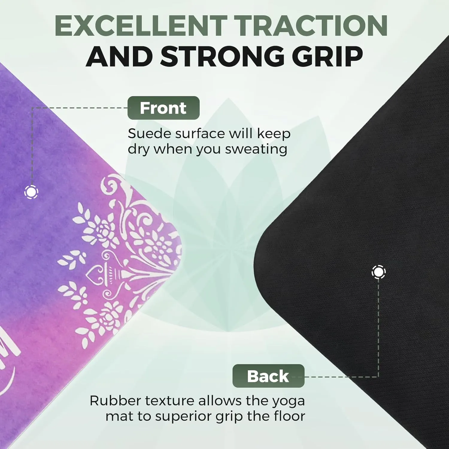 Yoga Mat Non-Slip, Exercise Suede Mat with Carrying Bag for Home Yoga