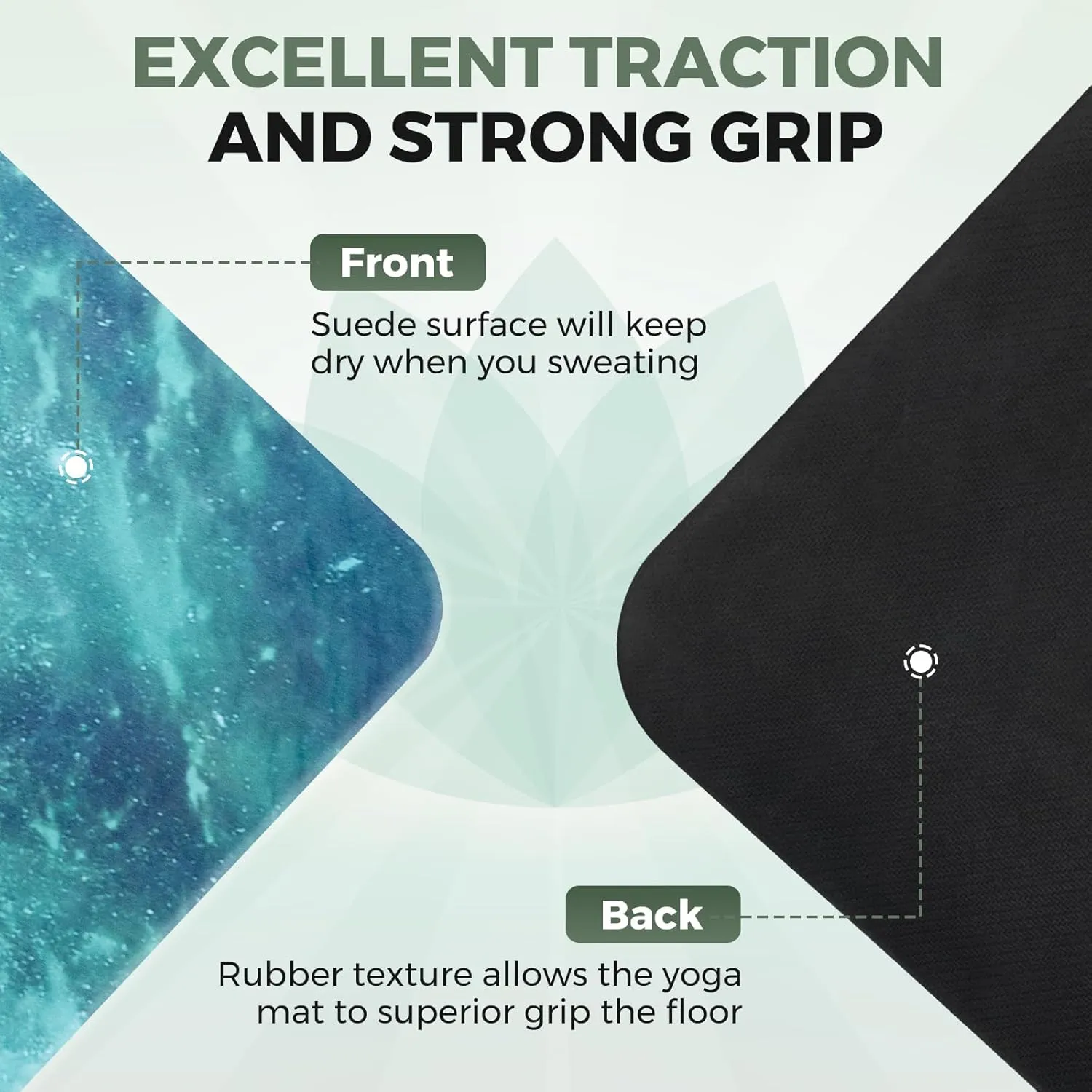 Yoga Mat Non-Slip, Exercise Suede Mat with Carrying Bag for Home Yoga