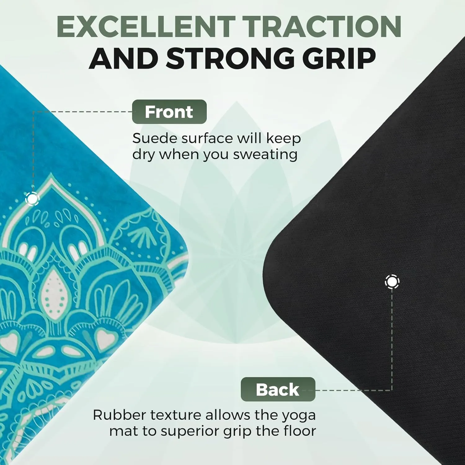 Yoga Mat Non-Slip, Exercise Suede Mat with Carrying Bag for Home Yoga