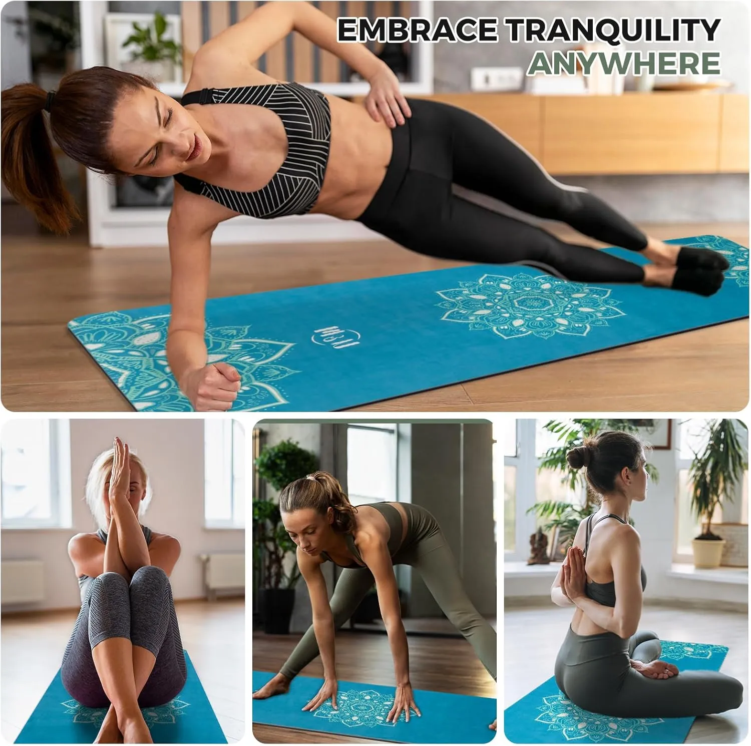 Yoga Mat Non-Slip, Exercise Suede Mat with Carrying Bag for Home Yoga