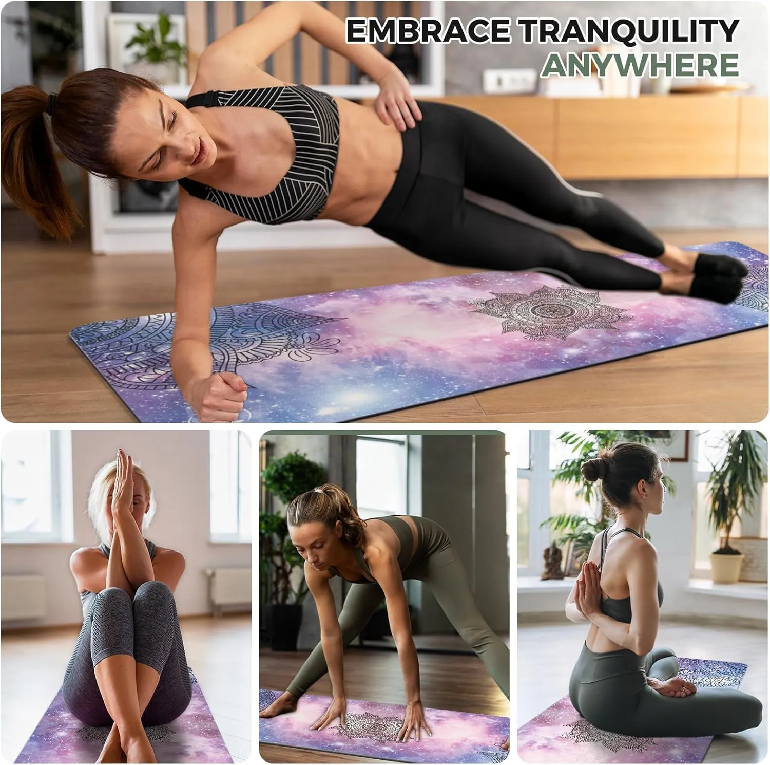 Yoga Mat Non-Slip, Exercise Suede Mat with Carrying Bag for Home Yoga