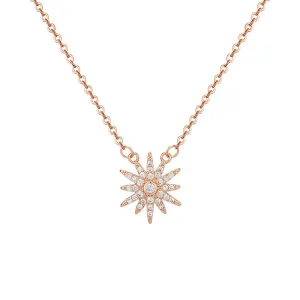 Zircon Sunflower Pendant Silver Necklace for Women
